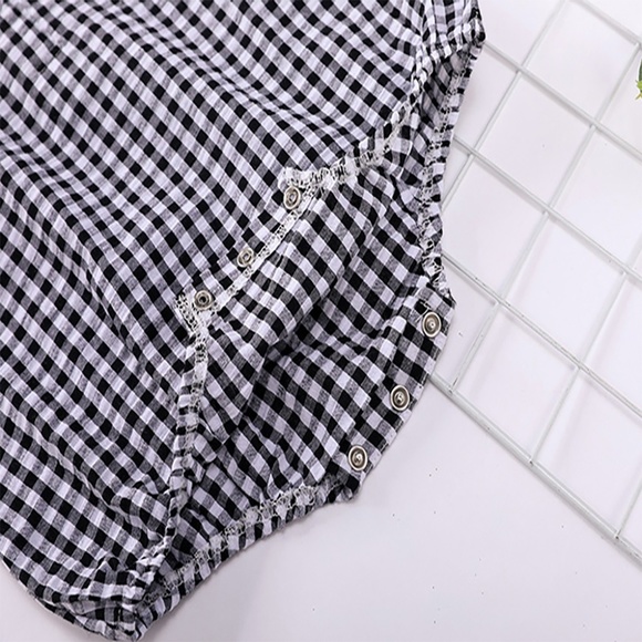 Classic Maid Checked Baby Onesie Hat Set Black - Picture 4 of 9